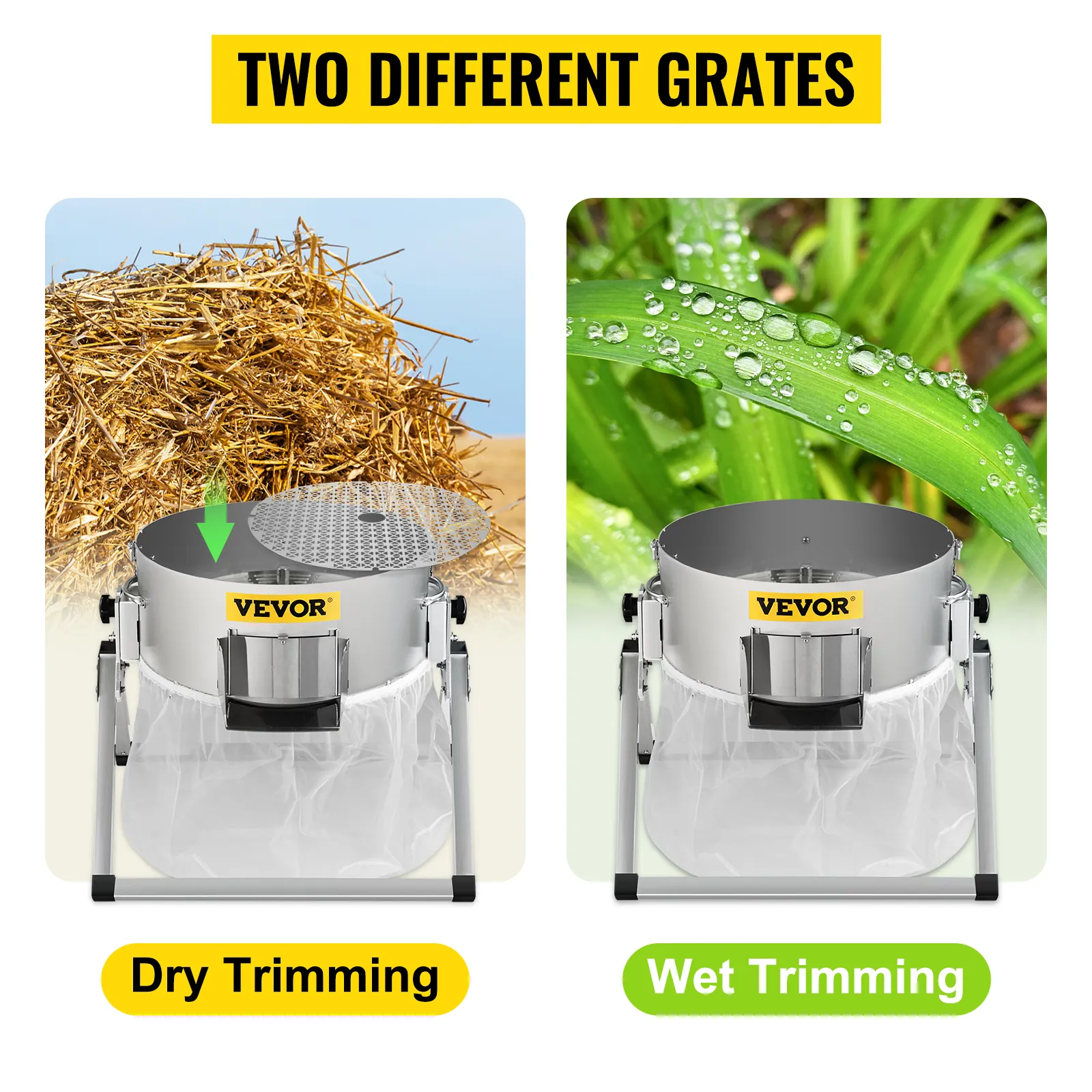 VEVOR bud leaf trimmer for dry trimming and wet trimming with two different grates.