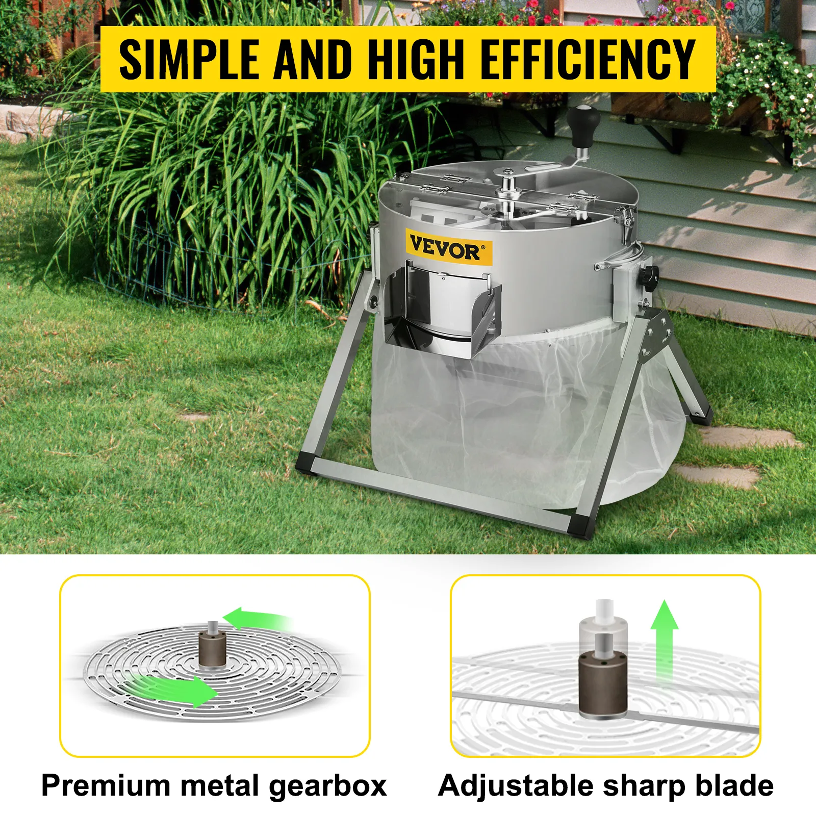 VEVOR bud leaf trimmer with adjustable blade and premium metal gearbox on lawn