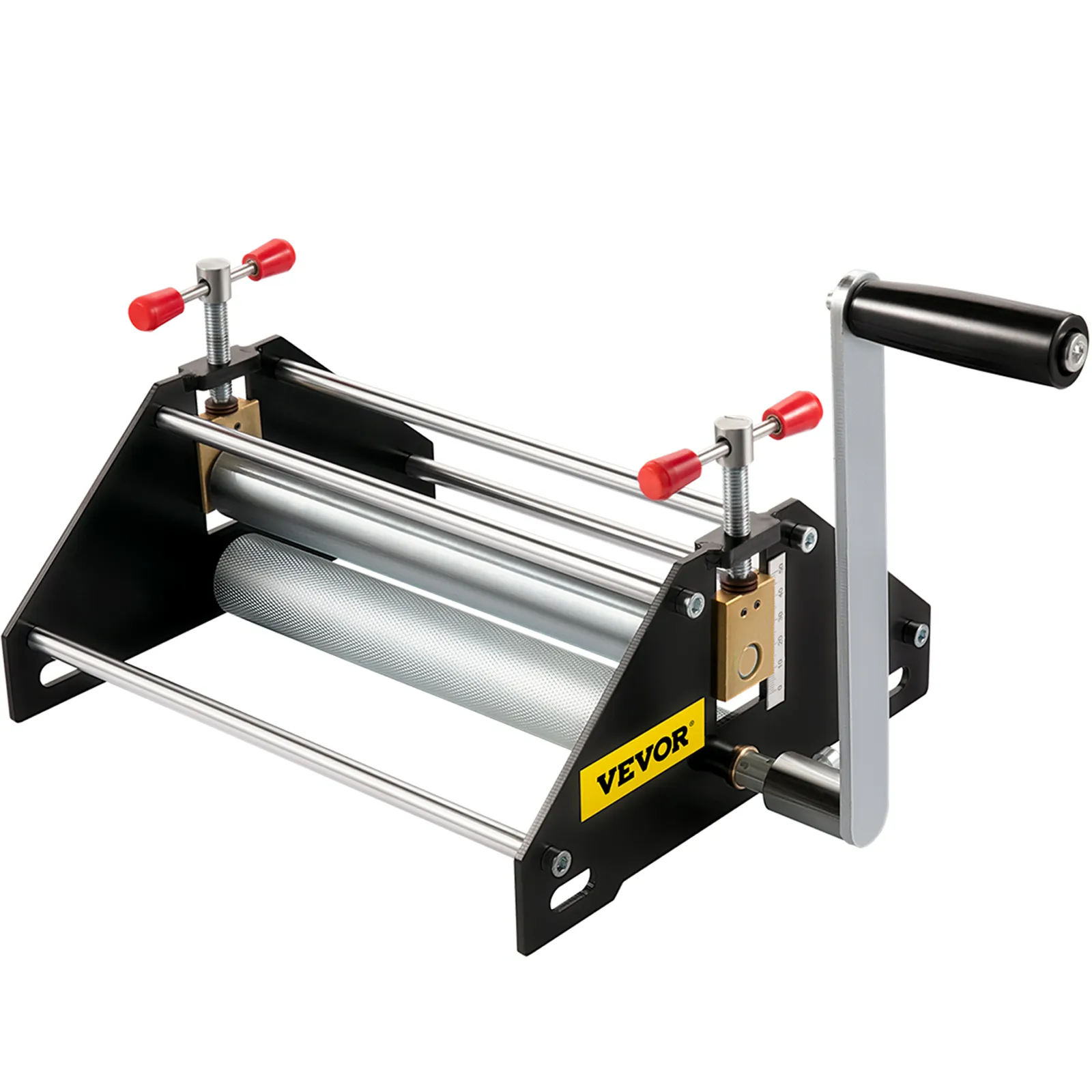 VEVOR etching press with red handles, black frame, and crank handle.