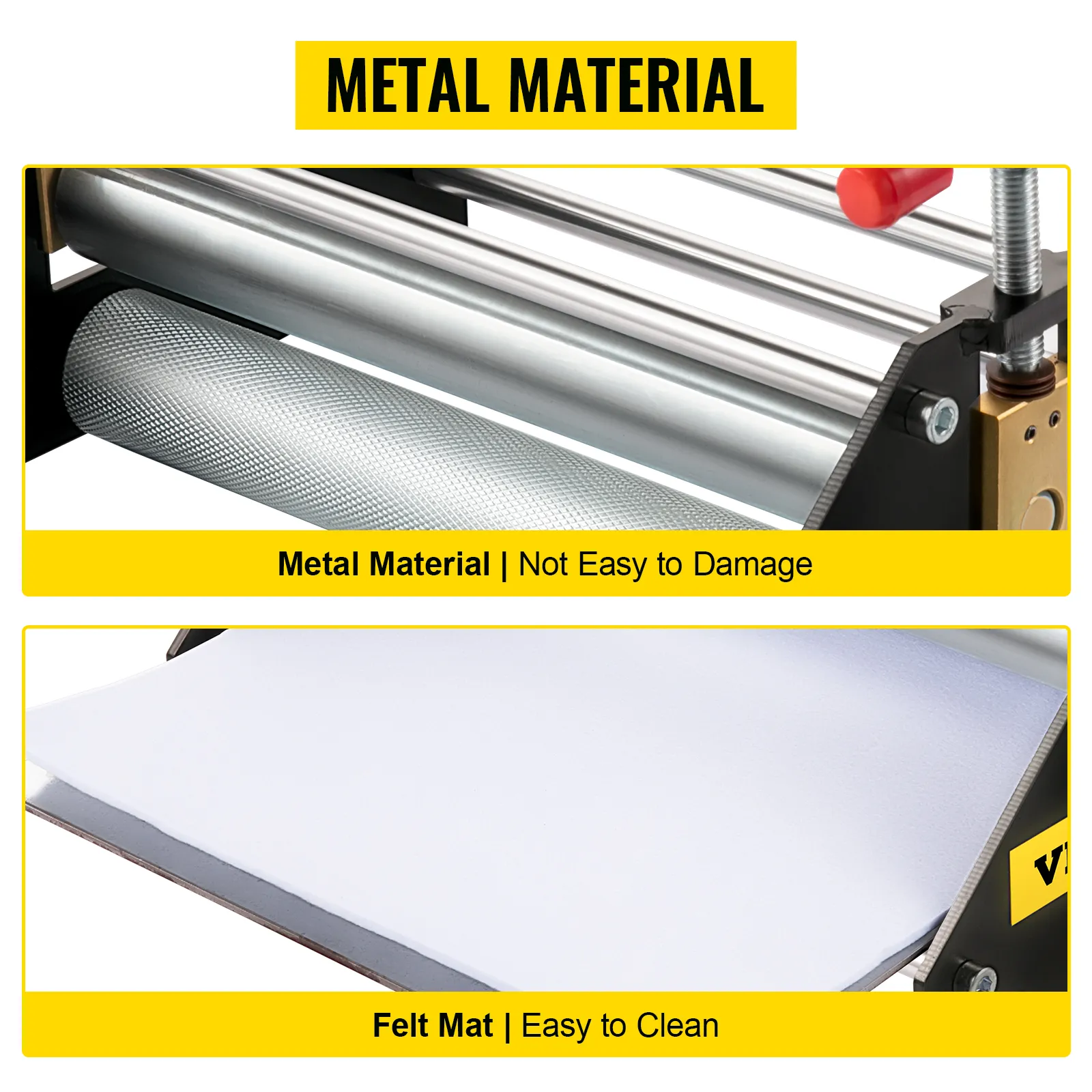 VEVOR etching press featuring durable metal material and easy-to-clean felt mat.
