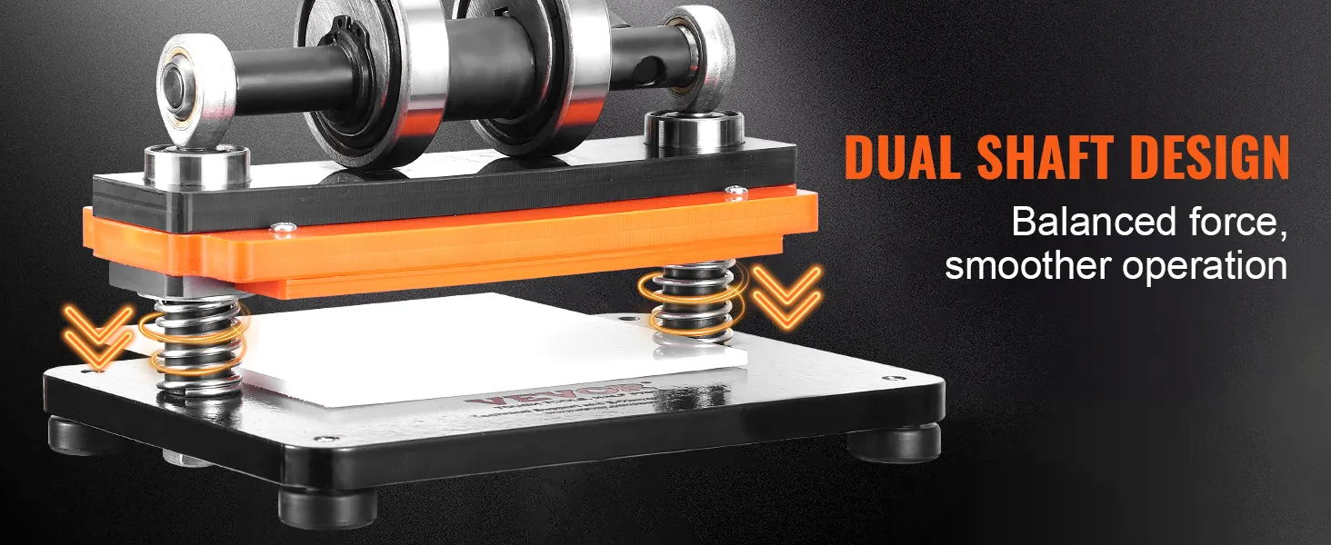 VEVOR leather cutting machine with dual shaft design for balanced force and smoother operation.