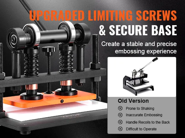 VEVOR leather cutting machine with upgraded limiting screws and secure base for precise embossing.