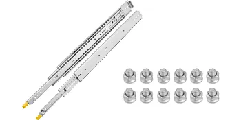 VEVOR drawer slides with 10 mounting nuts, showcasing a durable and sleek design