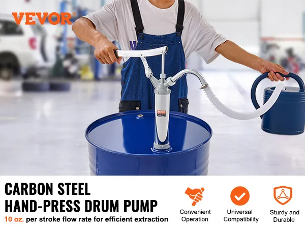 VEVOR-Fasspumpe: Handpresse aus Kohlenstoffstahl, 10 oz. pro Hub, bequeme Bedienung, universelle Kompatibilität.