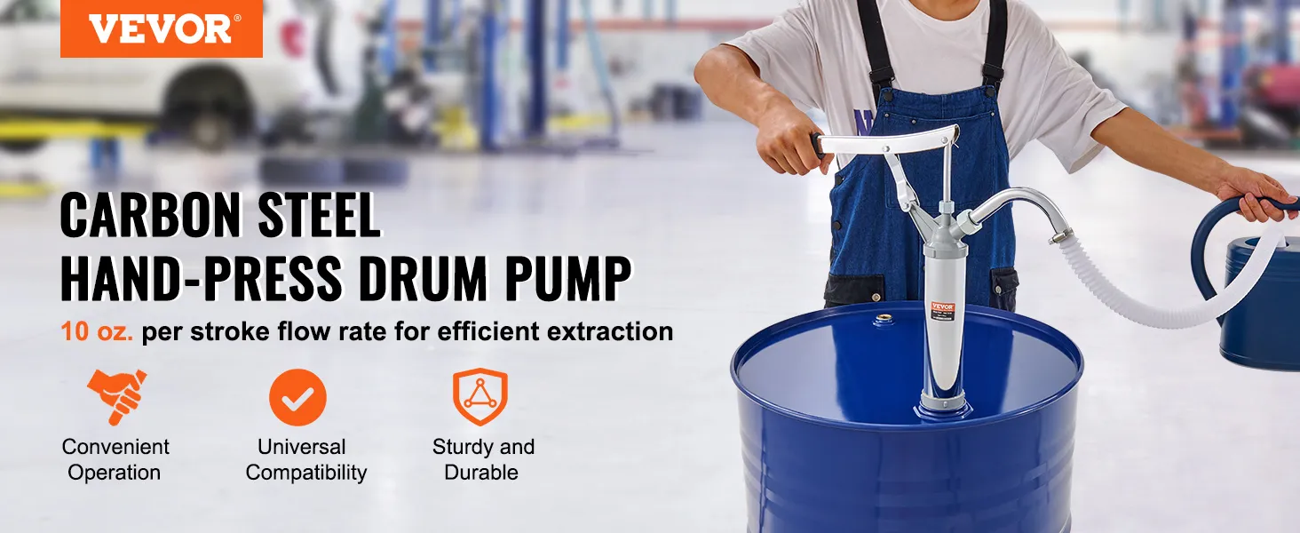 VEVOR-Fasspumpe: Handpresse aus Kohlenstoffstahl, 10 oz. pro Hub, bequeme Bedienung, universelle Kompatibilität.