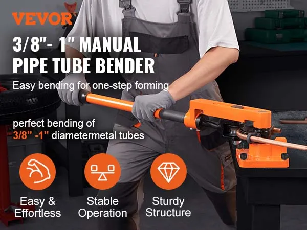 VEVOR pipe bender for 3/8"-1" metal tubes, providing easy and stable manual bending.