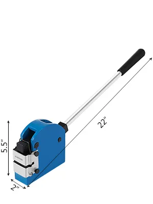 niebieski rozciągacz VEVOR z uchwytem o długości 22 cali i wysokości 5,5 cala.