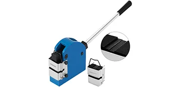 niebieski rozciągacz VEVOR z dźwignią i wymiennymi szczękami do kształtowania metalu.