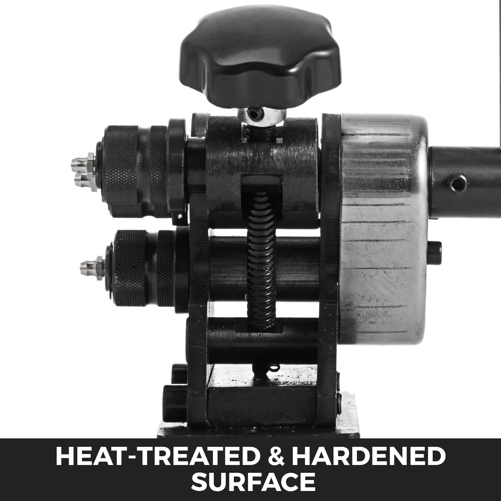 close-up of VEVOR ring roller showcasing heat-treated and hardened surface.