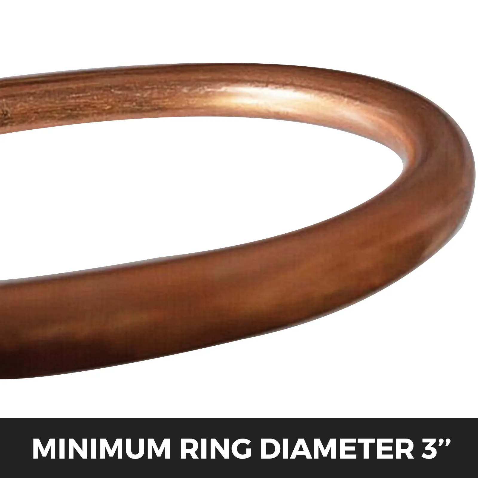 copper ring with a minimum diameter of 3 inches, created using VEVOR ring roller.