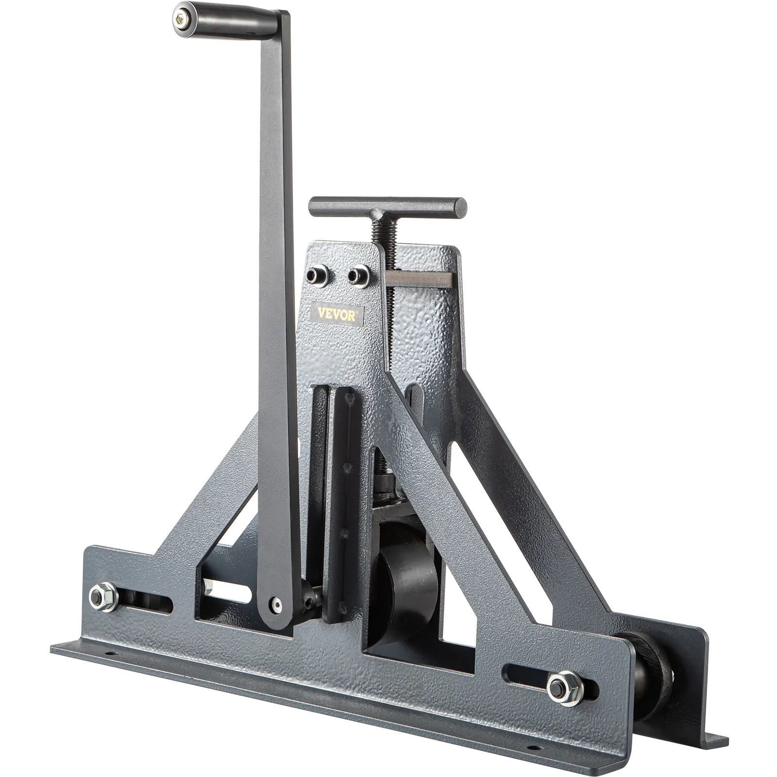 VEVOR tubing roller with a sturdy frame and adjustable handle for metalworking.