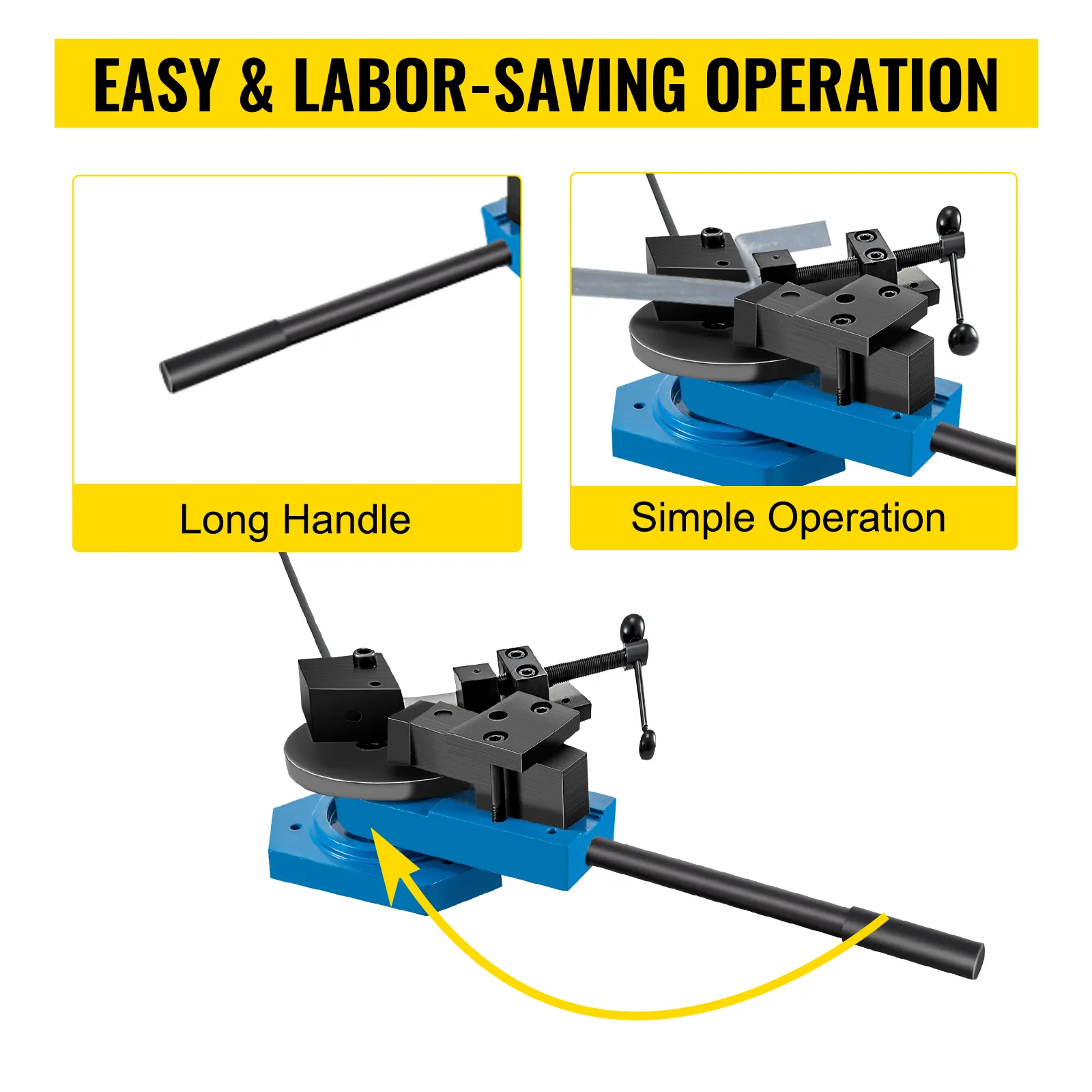 VEVOR metal scroll bender with long handle for easy and labor-saving operation.