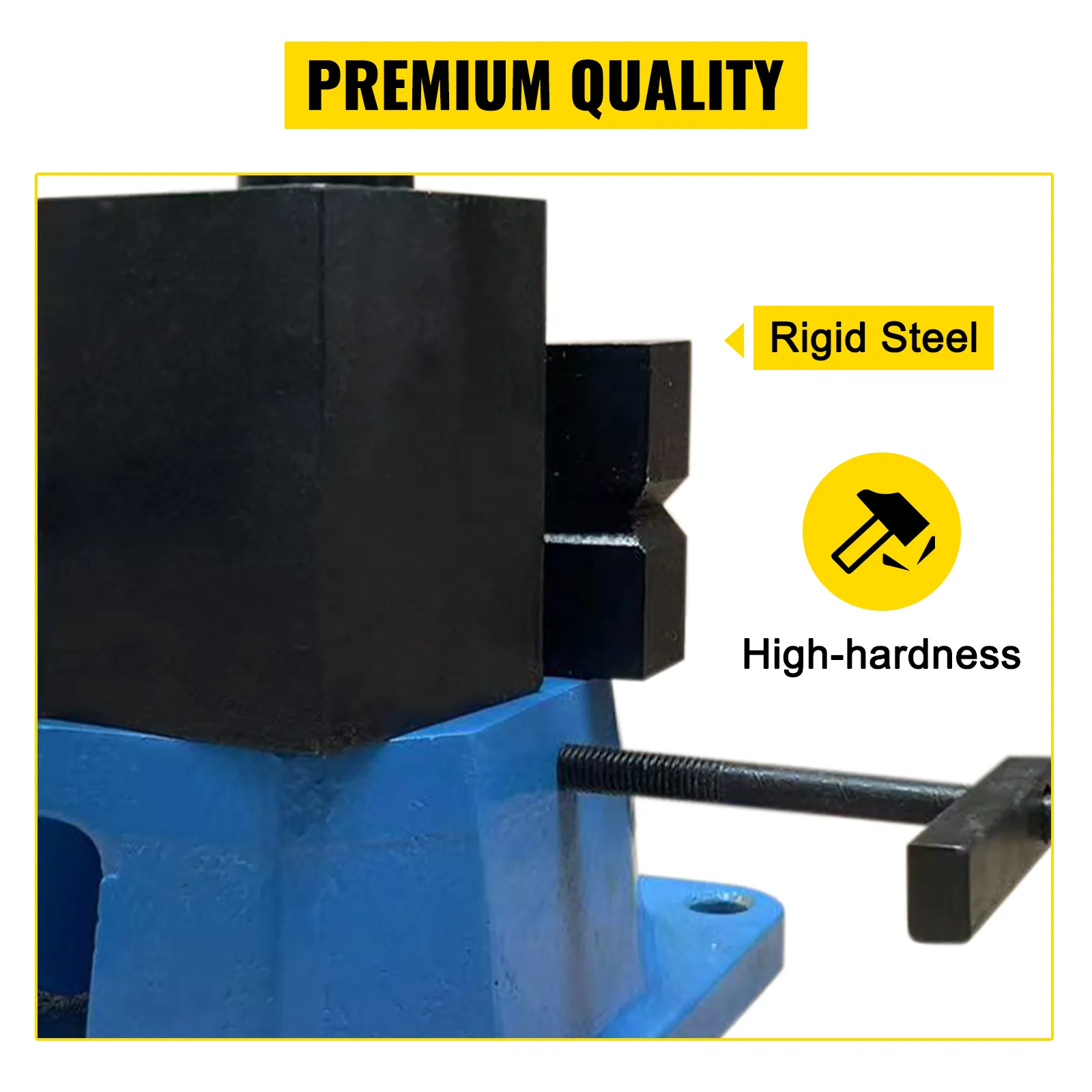 VEVOR rebar bender in blue with rigid steel and high-hardness components. premium quality.