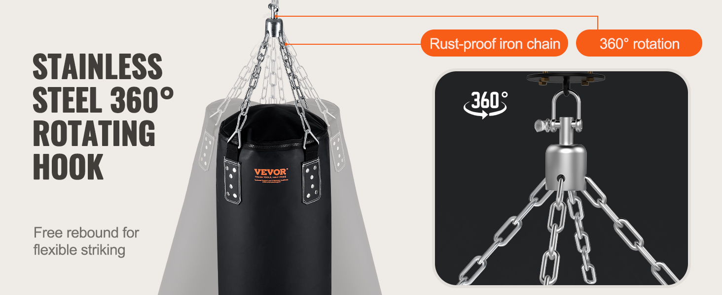 VEVOR Punching Bag for Adults, 4ft PVC Heavy Boxing Bag Set