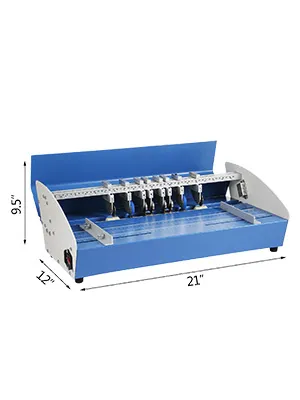 Elektrische Rillmaschine von VEVOR mit den angegebenen Abmessungen: 9,5 x 12 x 21 Zoll.