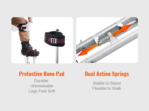 protective knee pads and dual action springs for VEVOR drywall stilts enhance durability and stability