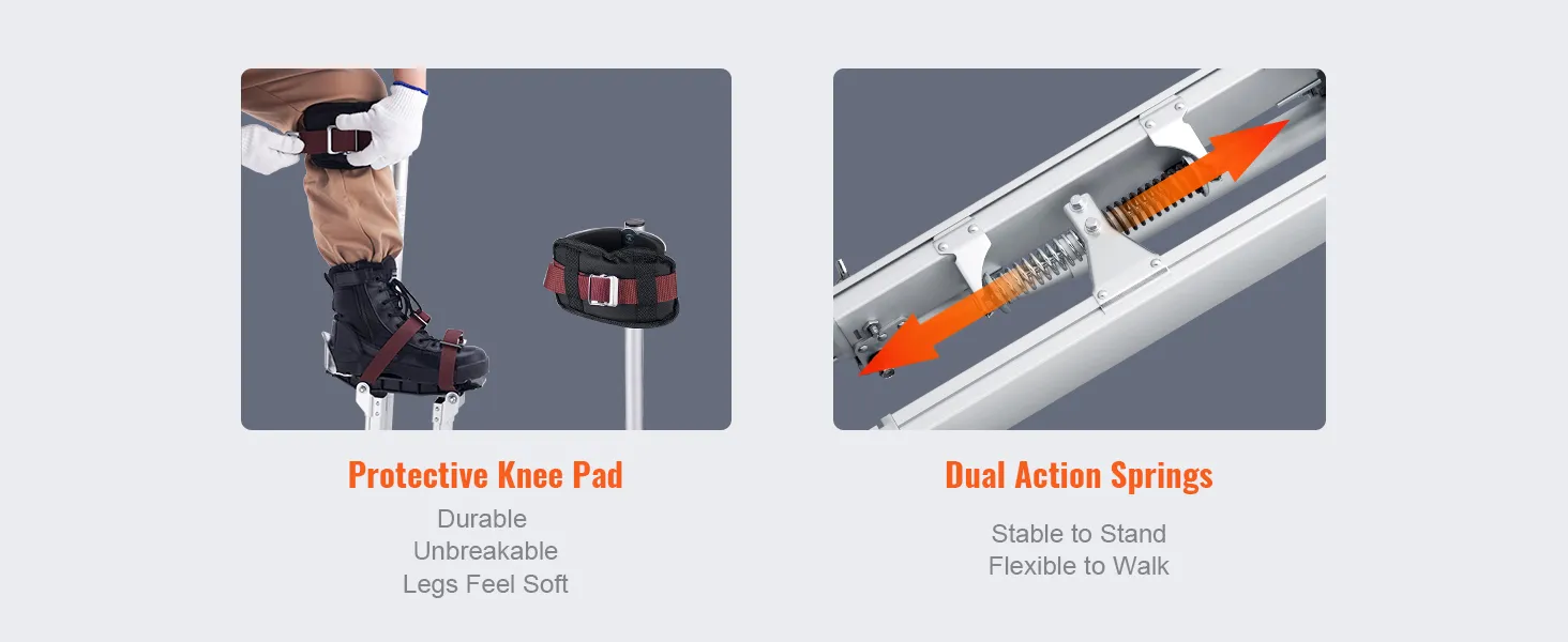 protective knee pads and dual action springs for VEVOR drywall stilts enhance durability and stability