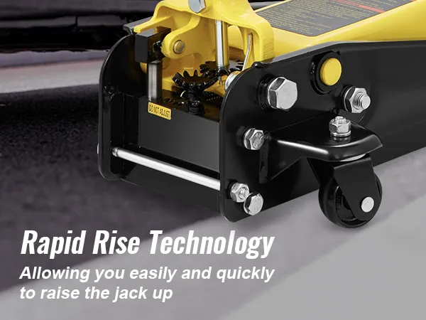 VEVOR floor jack with rapid rise technology for quick and easy car lifting.