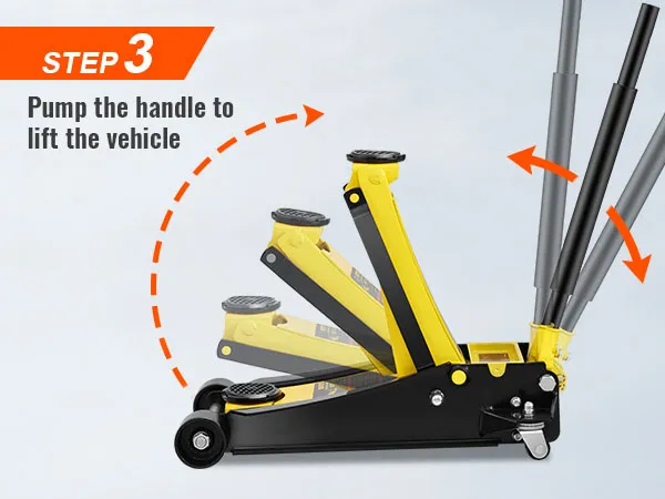 step 3: pump handle to lift vehicle using VEVOR floor jack.