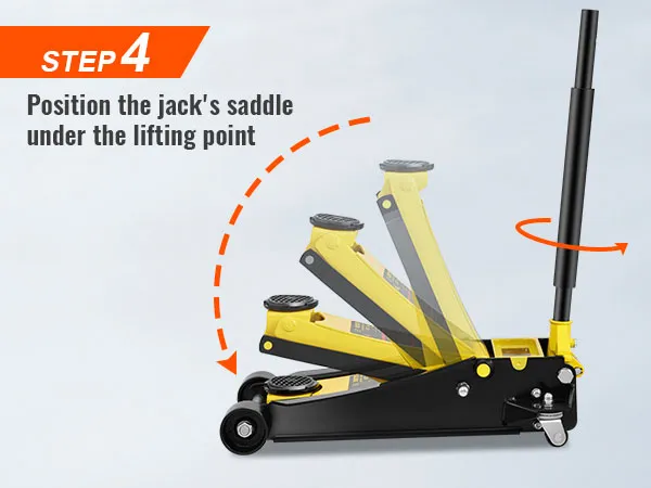 step 4: slowly twist the handle counterclockwise to lower the VEVOR floor jack.
