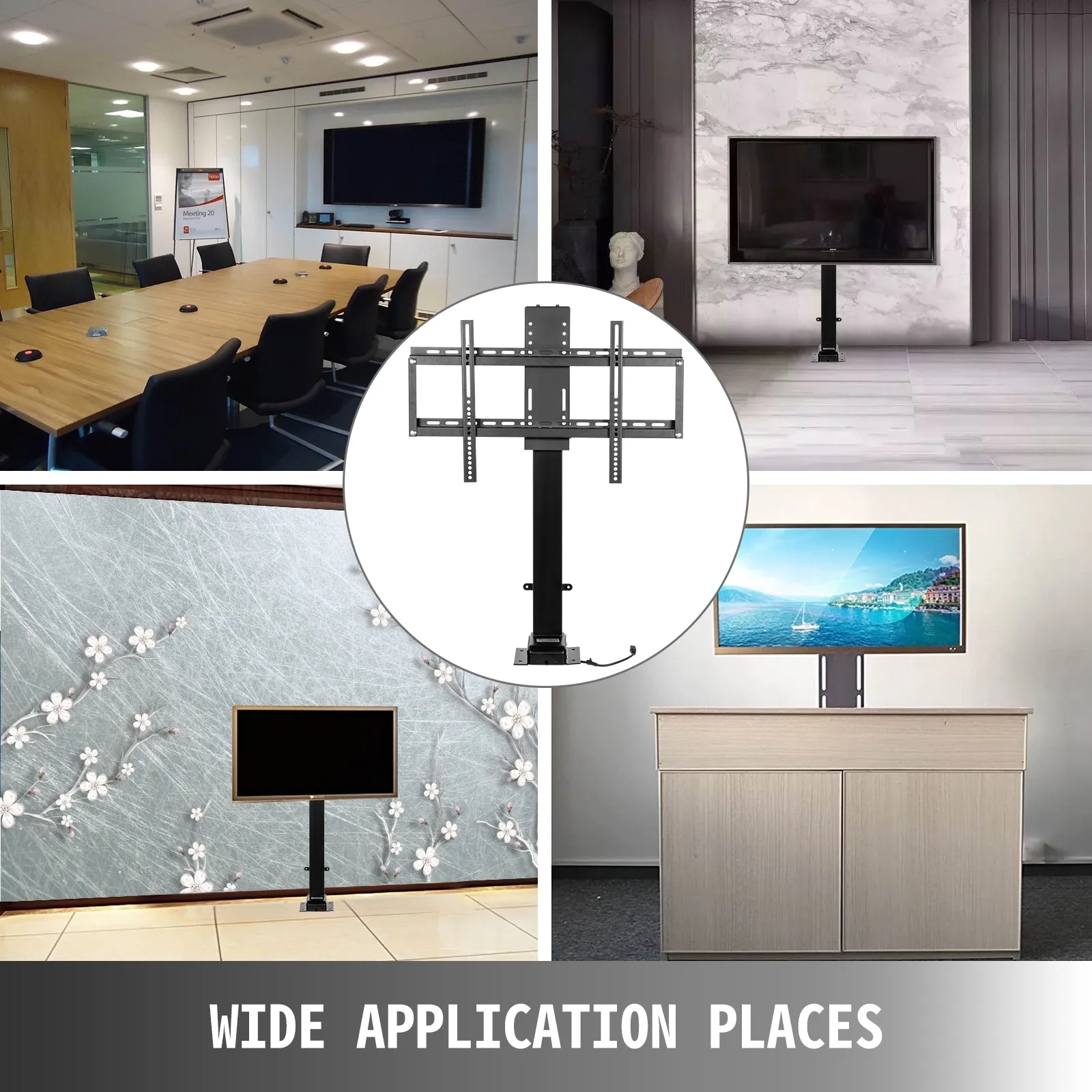 Elevador de TV motorizado VEVOR en oficinas, salas de estar y gabinetes. Amplios lugares de aplicación.