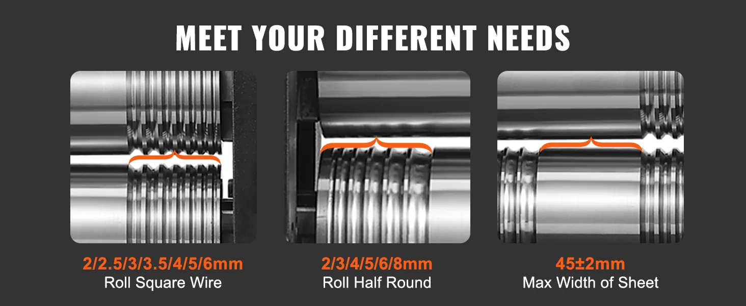 VEVOR jewelry rolling mill for square wire, half round, and sheet width up to 45mm.