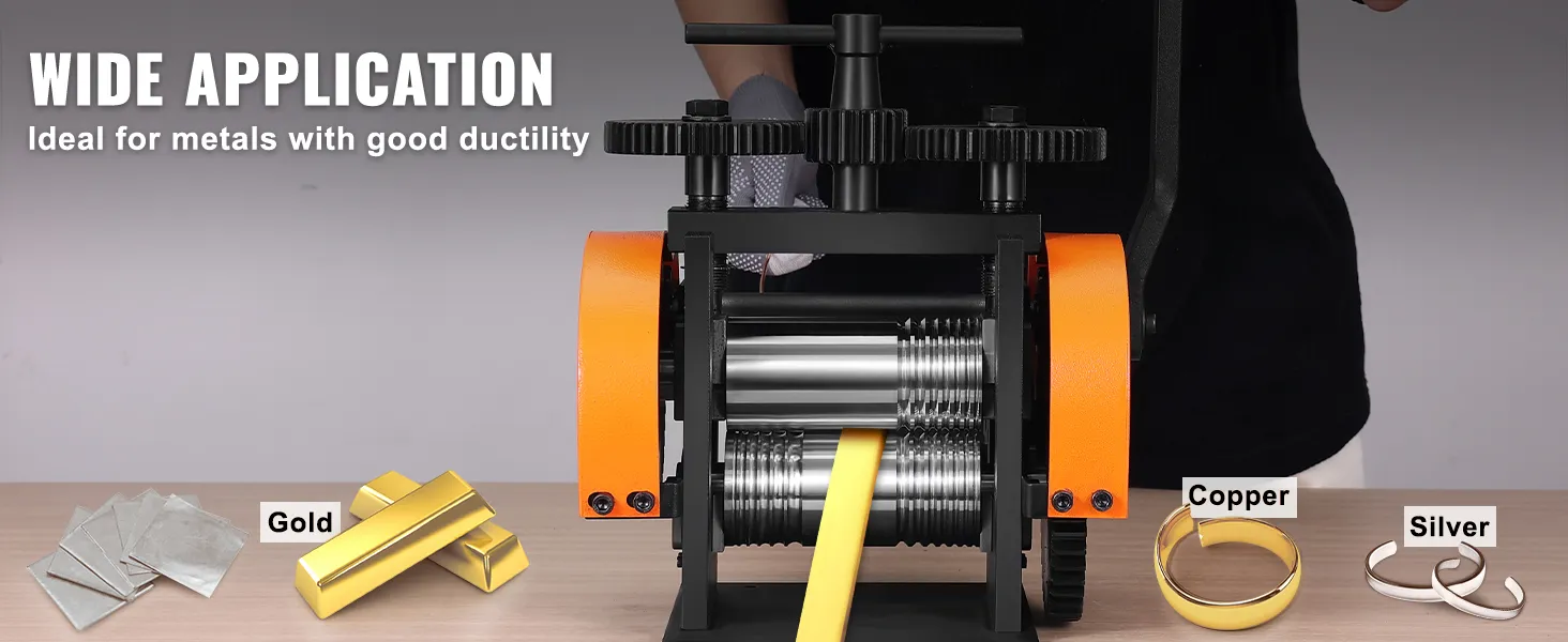 VEVOR jewelry rolling mill for gold, silver, and copper with wide applications and good ductility.