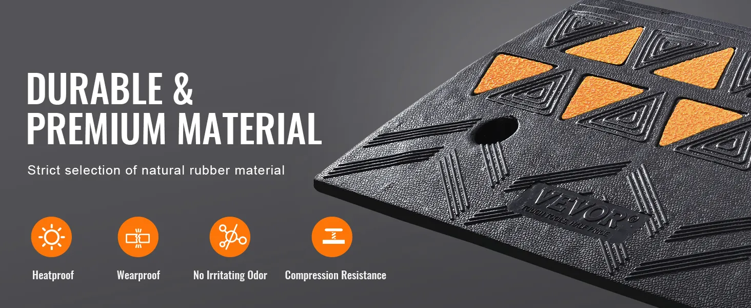 VEVOR rubber curb ramp - durable, premium natural rubber material with heatproof, wearproof features.