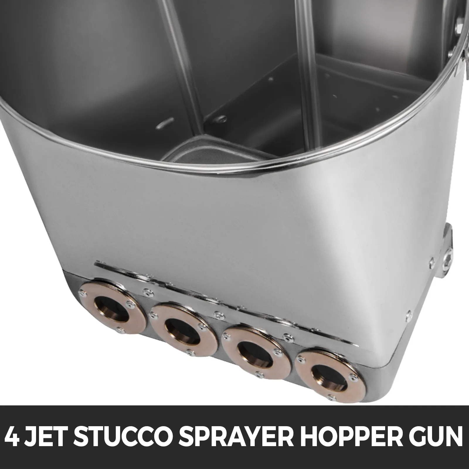 VEVOR stucco sprayer: 4-jet hopper gun with stainless steel finish.