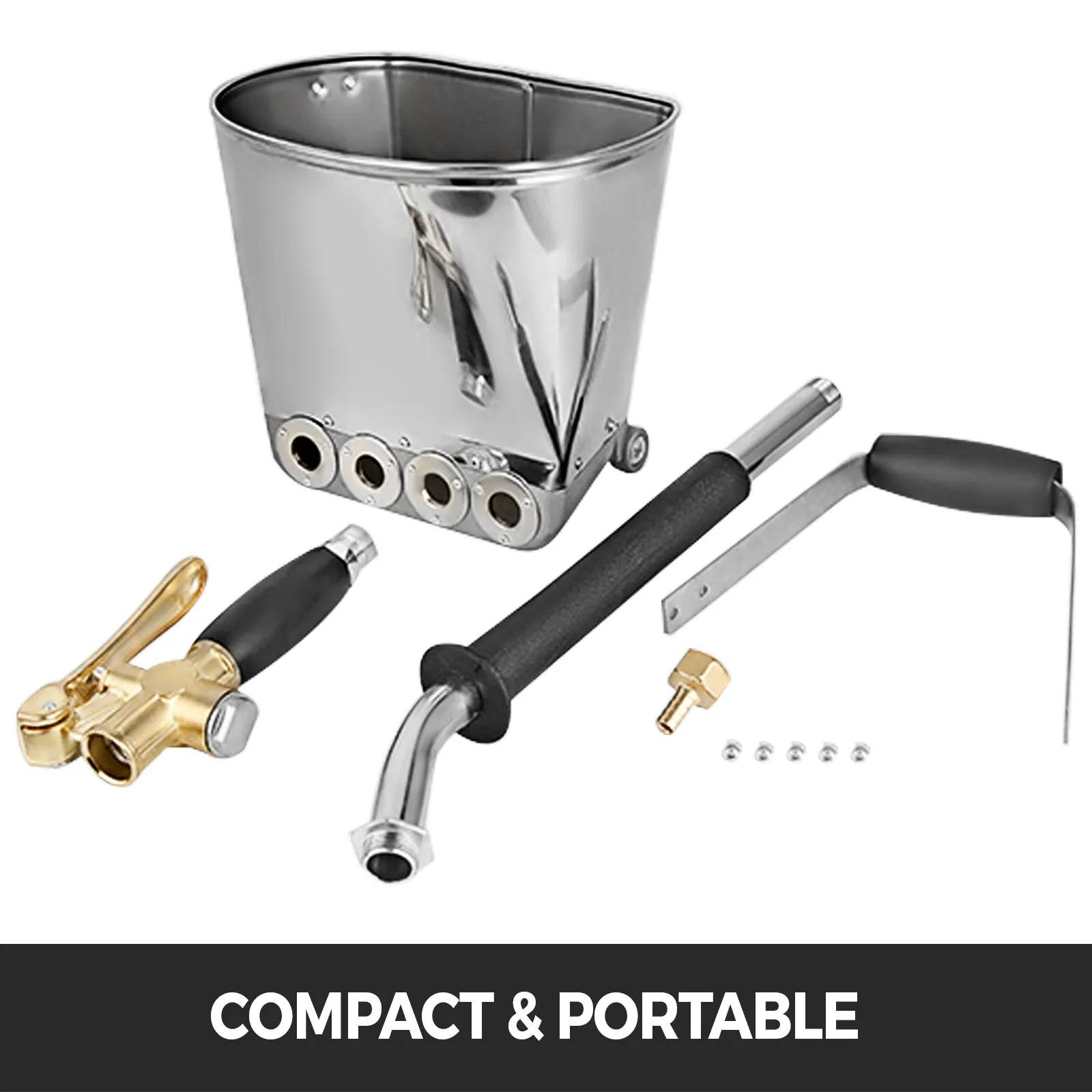VEVOR stucco sprayer components displayed on a white background.
