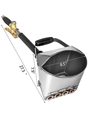 VEVOR cement mortar sprayer with handle and four nozzles, dimensions shown.