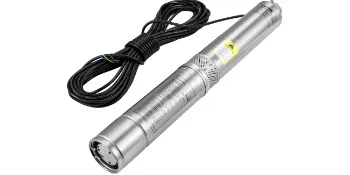 Bomba sumergible para pozo profundo VEVOR de acero inoxidable con cable de alimentación negro largo.