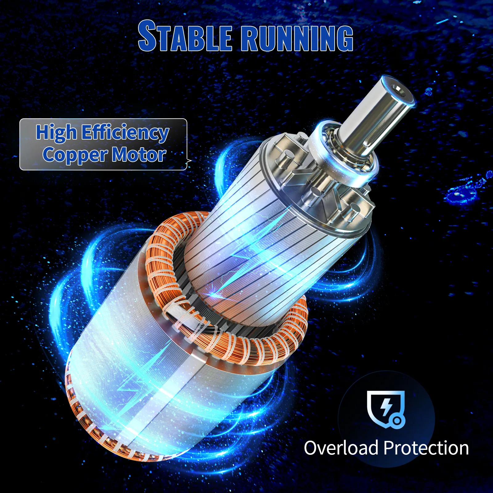 Motor de cobre de alta eficiencia para un funcionamiento estable con protección contra sobrecarga en la bomba sumergible VEVOR.