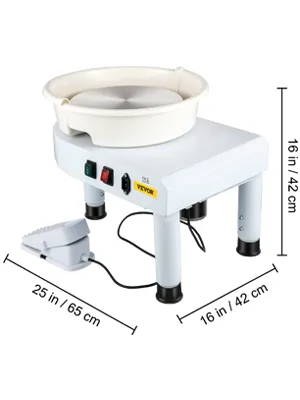 Torno de alfarero VEVOR, blanco, eléctrico, con pedal, dimensiones: 25x16x16 pulgadas.
