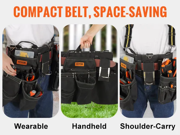 VEVOR-gereedschapsriem: draagbaar, draagbaar en over de schouder te dragen voor verschillende werkomgevingen.