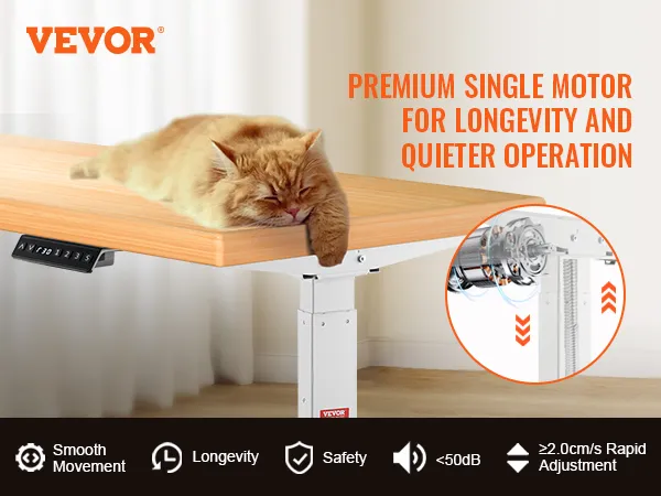 VEVOR standing desk frame with premium motor for quiet, smooth operation and longevity.