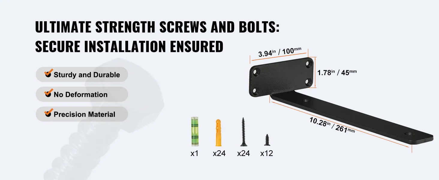 VEVOR shelf brackets, sturdy and durable, precise material, dimensions: 3.94" x 1.78" x 10.28".