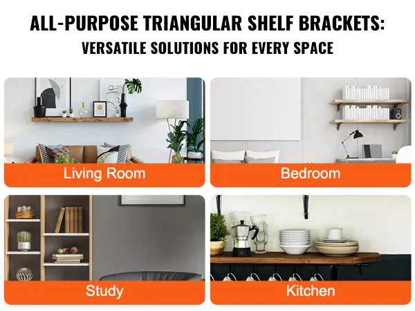 VEVOR shelf bracket foldable for study, living room, bedroom, and kitchen use. ideal for any space.