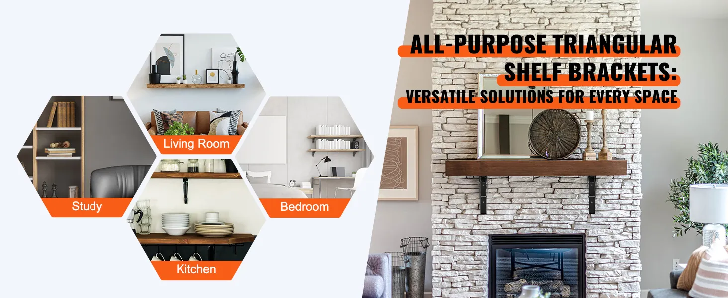 VEVOR shelf bracket foldable for study, living room, bedroom, and kitchen use. ideal for any space.