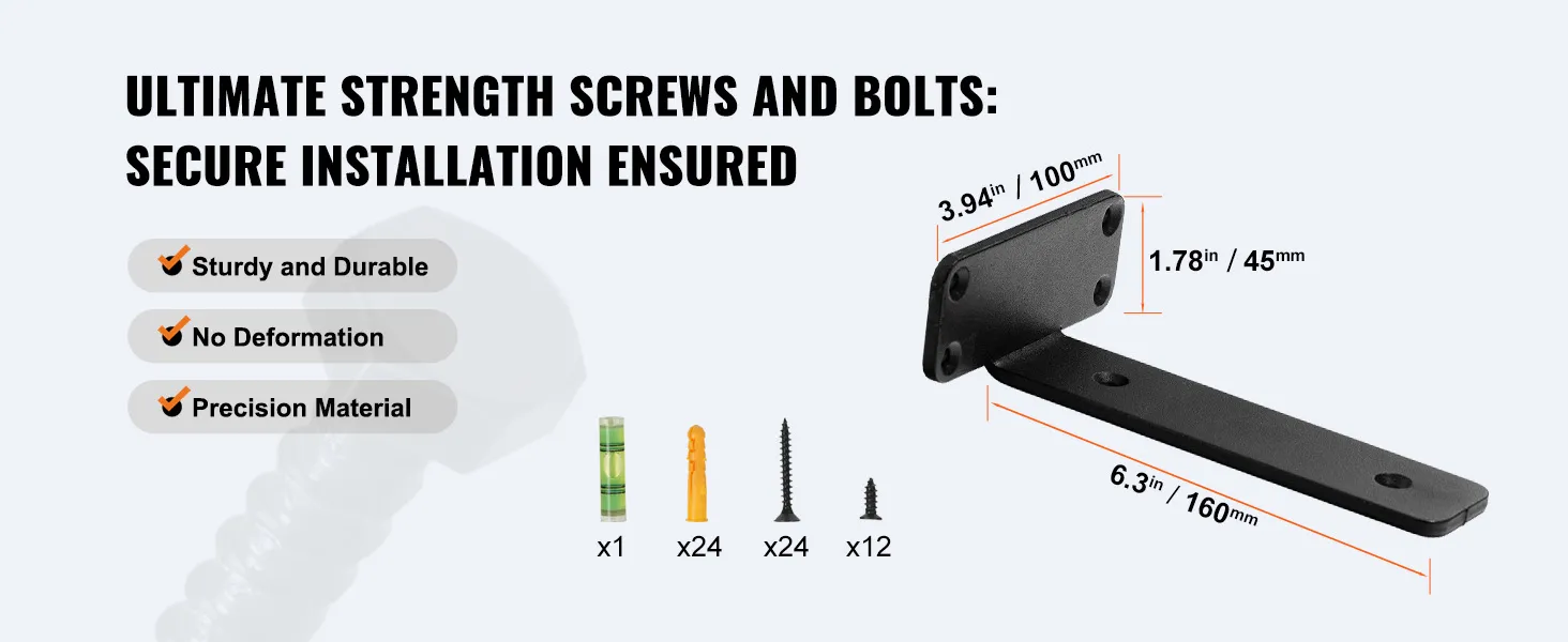 schroeven en bouten met ultieme sterkte voor VEVOR-plankbeugels, voor een stevige installatie zonder vervorming.