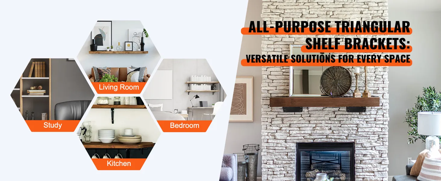 VEVOR shelf bracket for study, living room, bedroom, and kitchen. versatile solutions for every space.
