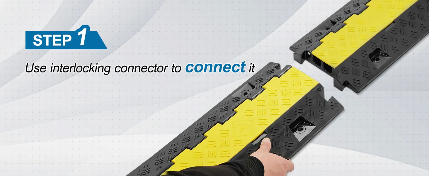 step 1: use interlocking connector to connect the VEVOR cable protector ramp sections.