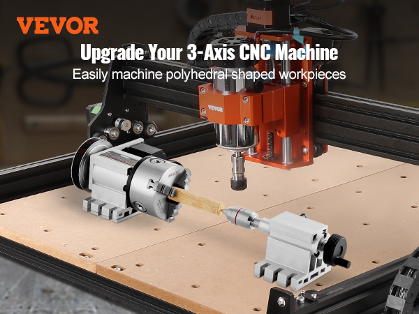 VEVOR Dividing Head, K11-100mm 3-Jaw Chuck, CNC Router
