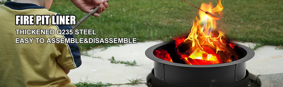 VEVOR fire pit ring made of thickened q235 steel, easy to assemble and disassemble.