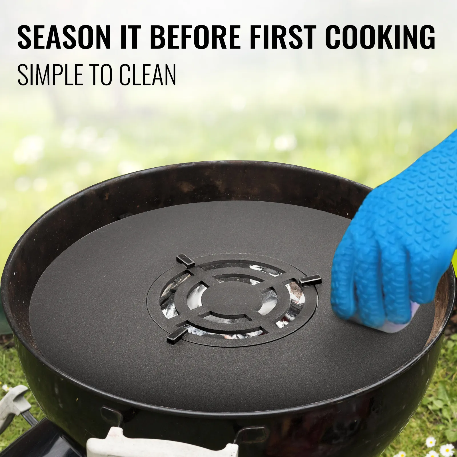 season your VEVOR bbq grill griddle before first cooking for easy cleaning.