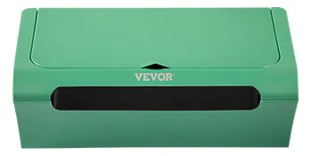 Limpiador de joyas ultrasónico verde VEVOR con tapa cerrada, detalle negro centrado en el frente.