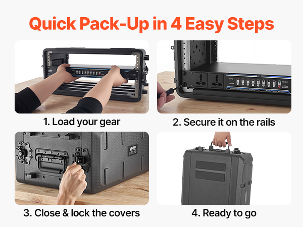 VEVOR 4U Rack Case, 12 in Depth, Rackmount Flight Case Shallow