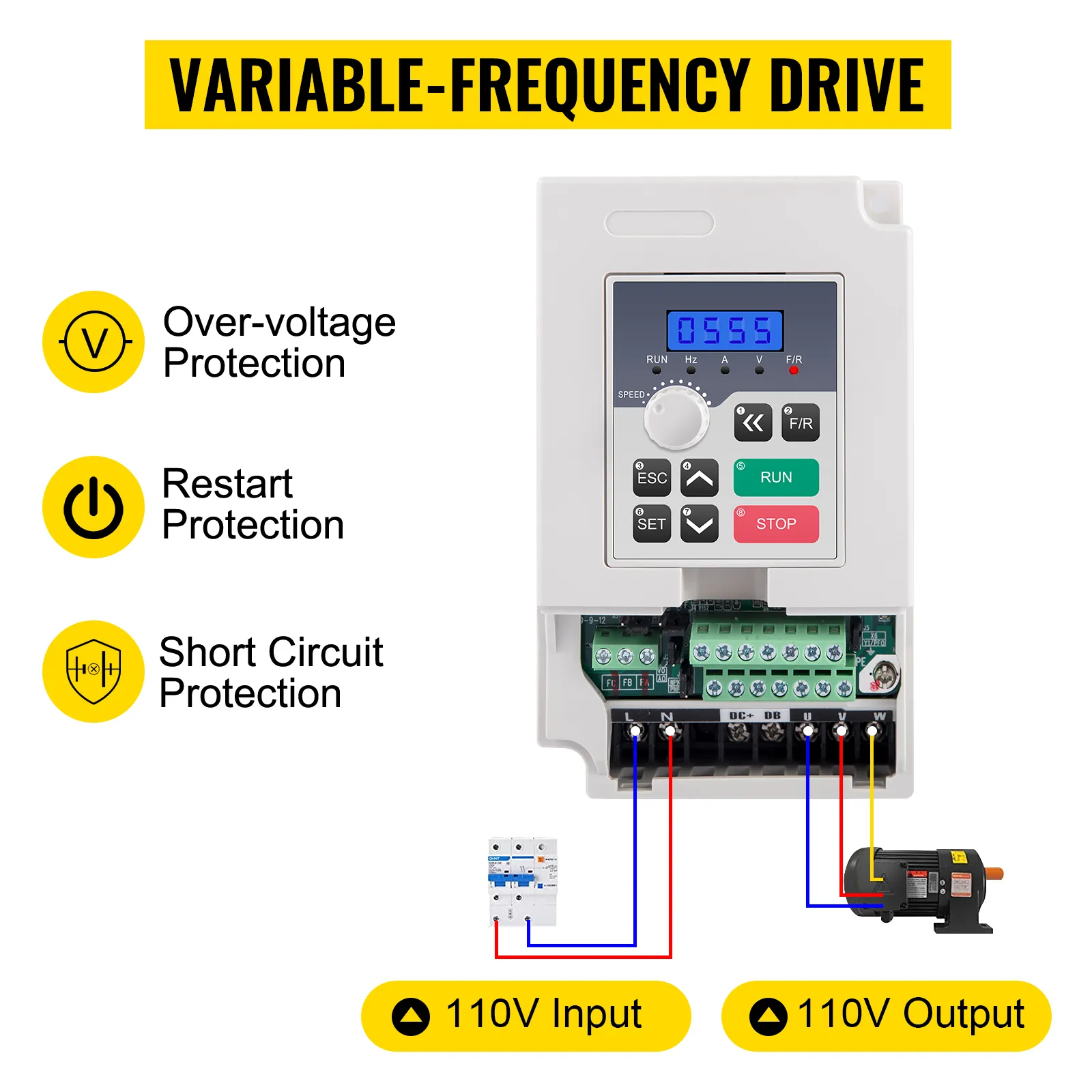 Kit de motor de husillo CNC VEVOR con variador de frecuencia y protecciones.