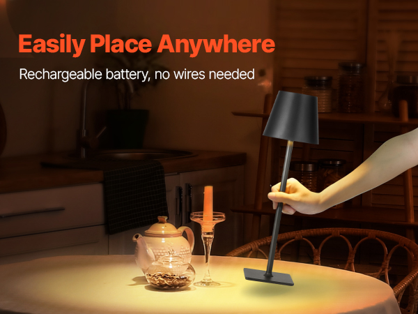 Lampe De Table RGB Rechargeable 5200 MAh - Sans Fil, étanche IP54, 50 Couleurs + Lumière Chaude Dimmable | Pour Intérieur Et Extérieur - 3