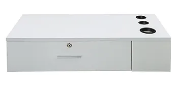 white VEVOR barber station with drawers and appliance holders.